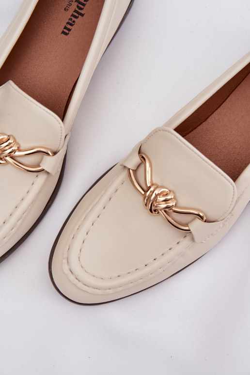 Mokassins Feminin Mit Dekorationen Detalem elfenbeinfarbe Rosynne