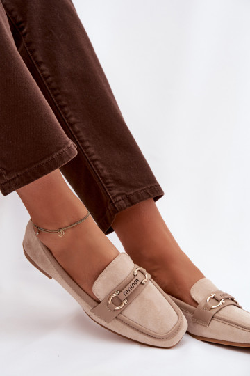 Mokassins Mokassins Feminin Mit Dekorationen Element Beige Evelora