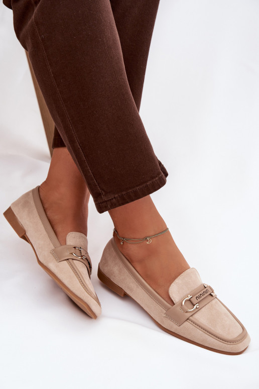 Mokassins Mokassins Feminin Mit Dekorationen Element Beige Evelora