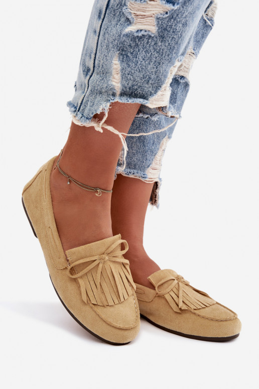 Mokassins für Damen mit Fransen gelbe Farbe Janelisse