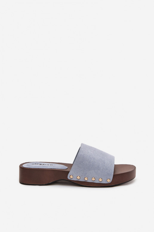 Damenhausschuhe Ze goldene Farbemi Stollen blaue Farbe Ferinna