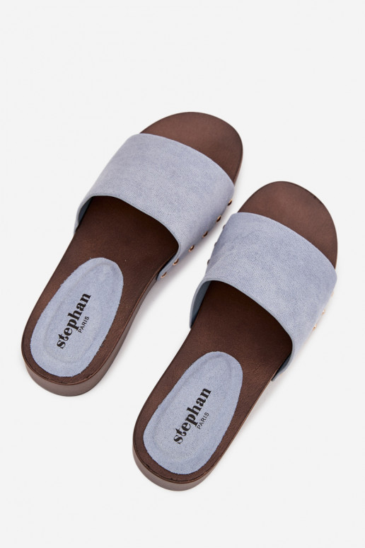 Damenhausschuhe Ze goldene Farbemi Stollen blaue Farbe Ferinna