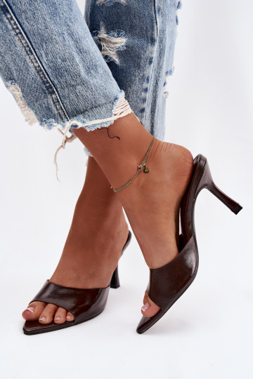 mit Lackeffekt Damenhausschuhe mit Absätzen CzekoladoZue Lirissa 2