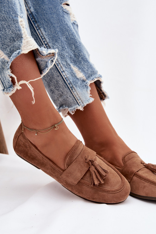 Mokassins FrauenZuohnung mit Fransen braune Farbe Es mussrilisse