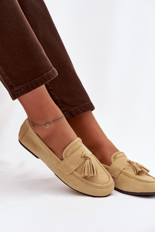 Mokassins FrauenZuohnung mit Fransen gelbe Farbe Es mussrilisse