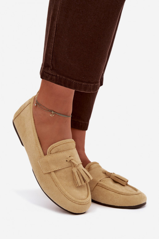 Mokassins FrauenZuohnung mit Fransen gelbe Farbe Es mussrilisse