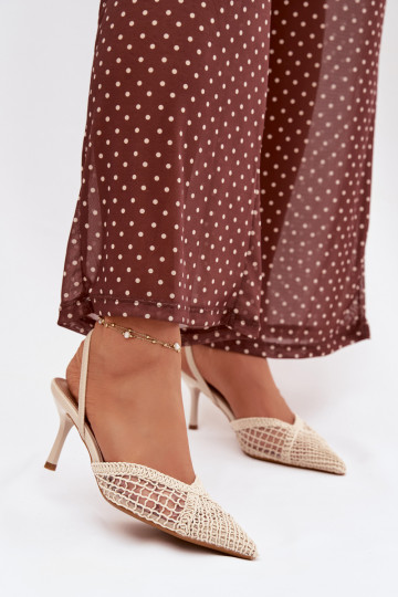 Sandalen mit durchbrochenen Elementen mit dünnen Absätzen elfenbeinfarbe Hanelis 2