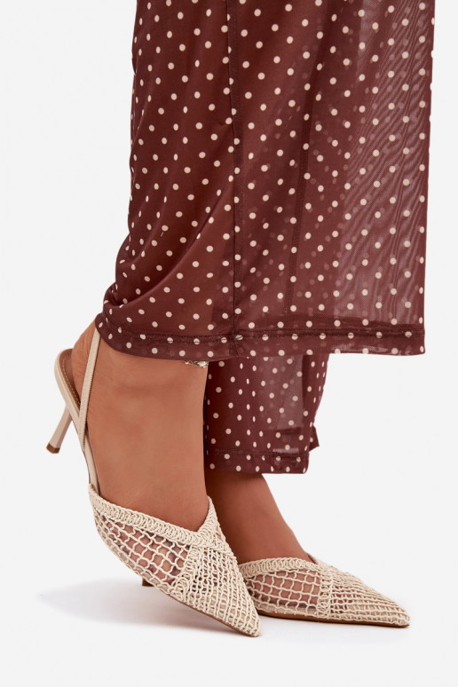 Sandalen mit durchbrochenen Elementen mit dünnen Absätzen elfenbeinfarbe Hanelis