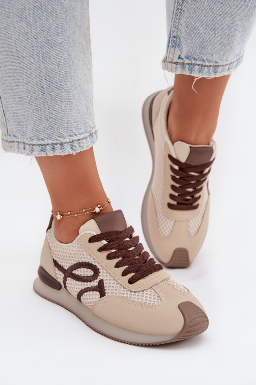 Sneakers Stilvollllschuhe Turnschuhe Feminin Beige-braune Farbe Tarlisse