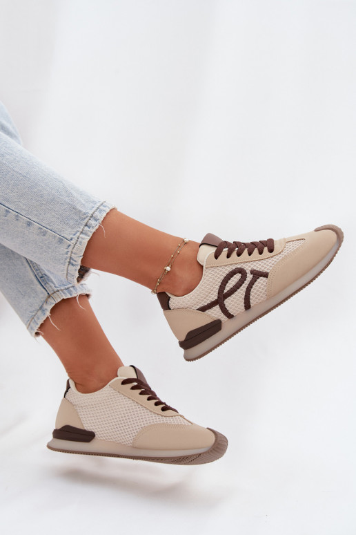 Sneakers Stilvollllschuhe Turnschuhe Feminin Beige-braune Farbe Tarlisse