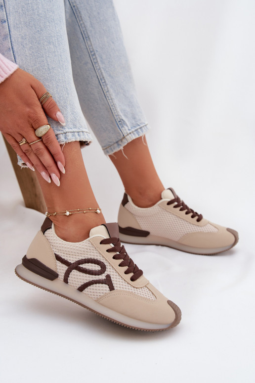 Sneakers Stilvollllschuhe Turnschuhe Feminin Beige-braune Farbe Tarlisse