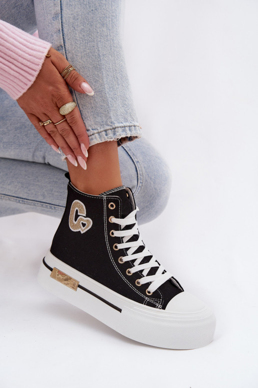 Freizeitschuhe mit einer Plattform schZuarze Farbe Meloria