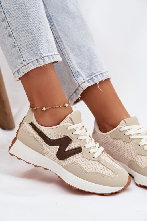 Turnschuhe Feminin mit einer Plattform Beige Janelora