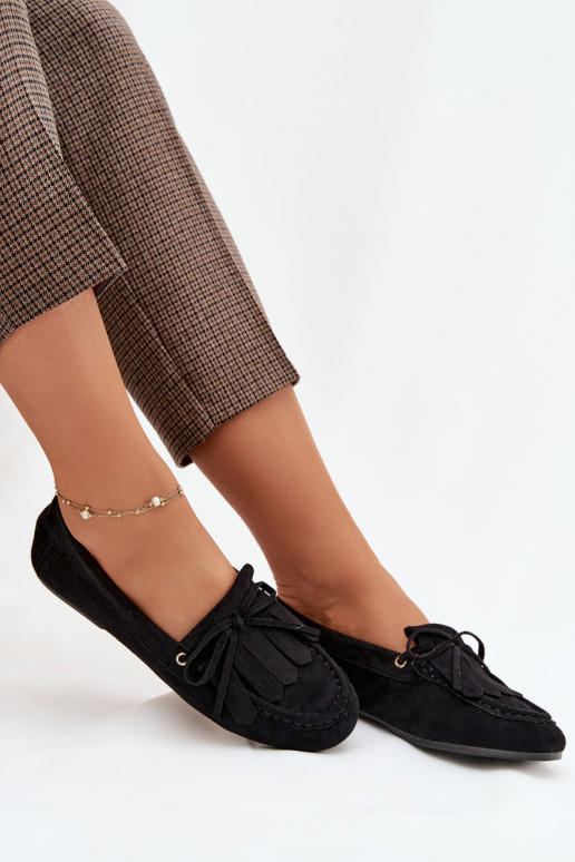 Mokassins für Damen mit stilvollen Details Und Fringe schZuarze Farbe Glorina