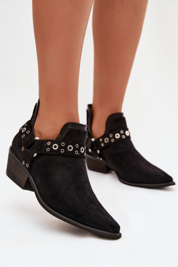 Schwarze Vannessae Damen Stiefel mit Ausschnitten und Quasten