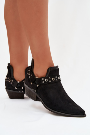 Schwarze Vannessae Damen Stiefel mit Ausschnitten und Quasten 2