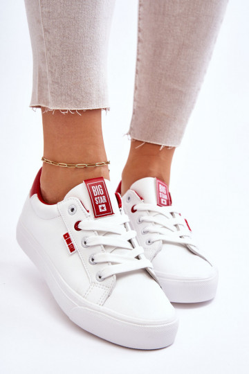 Sportliche Schuhe aus natürlichem Leder Big Star EE274311 in weiß-rot