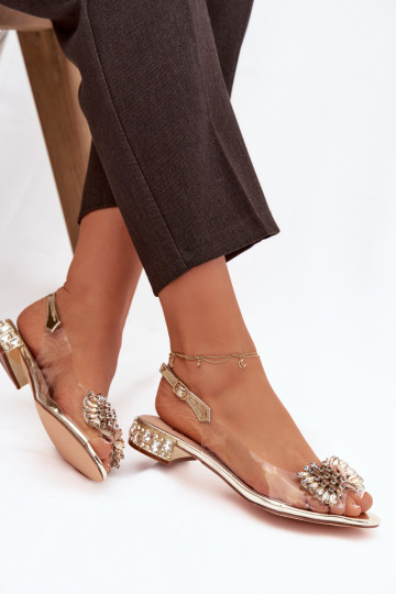 Goldene transparente Sandalen D&A MR52-231 mit Schleifen