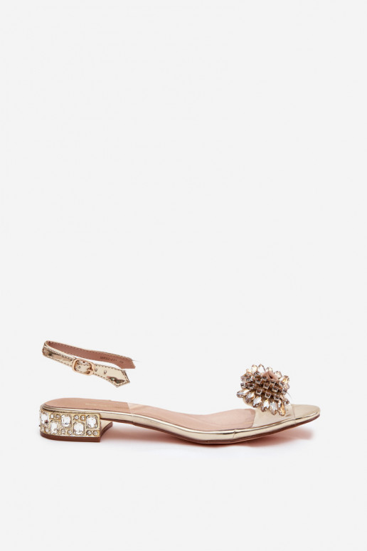 Goldene transparente Sandalen D&A MR52-231 mit Schleifen