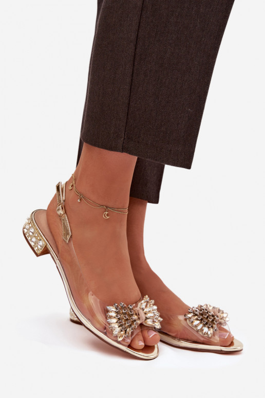 Goldene transparente Sandalen D&A MR52-231 mit Schleifen