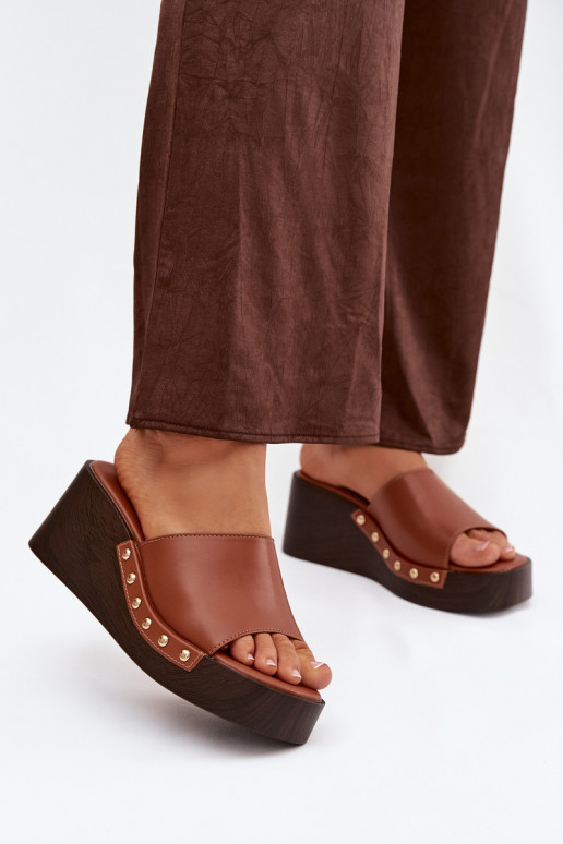 Damen Pantoletten in goldfarbener Farbe Arionne, braun