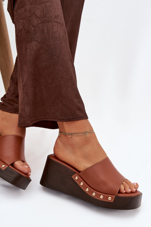 Damen Pantoletten in goldfarbener Farbe Arionne, braun