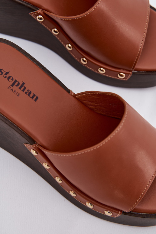 Damen Pantoletten in goldfarbener Farbe Arionne, braun