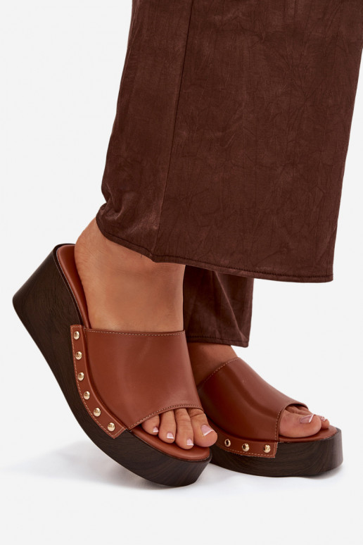 Damen Pantoletten in goldfarbener Farbe Arionne, braun