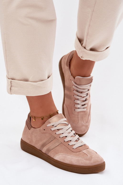 Zazoo N1068 aus INildleder Niedrig Sneakers Stilvollllschuhe Feminin pinke Farbe