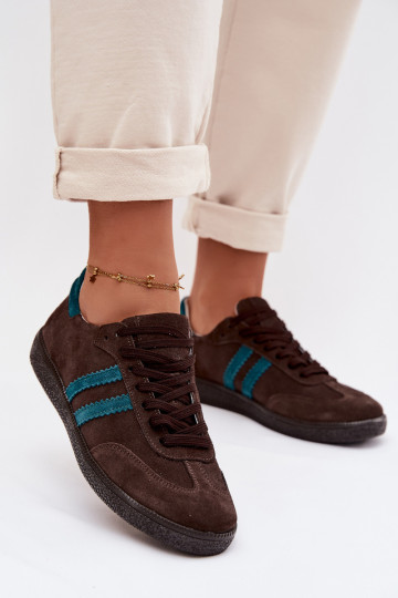 Zazoo N1068 Damen-Sneaker aus Kunstwildleder in Schokoladenfarbe 2