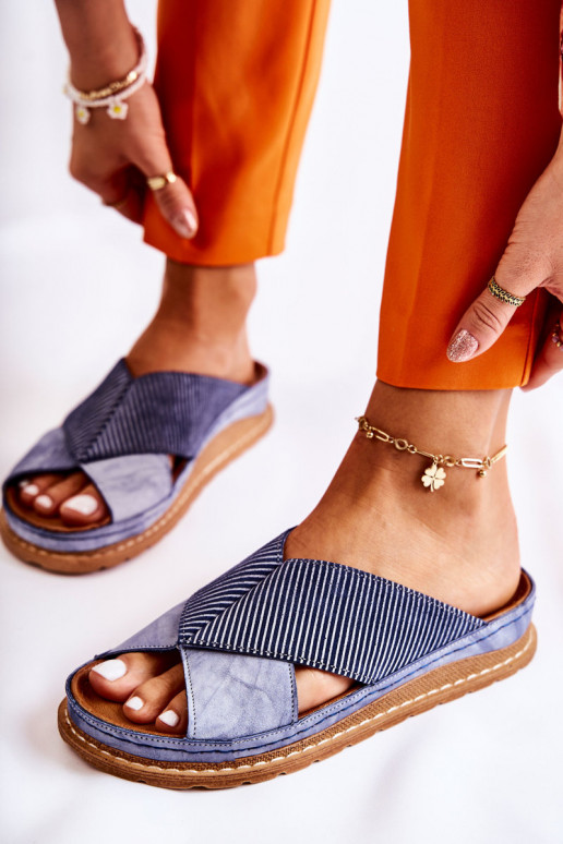 Haut Profiliert Hausschuhe Es mussciejka 04986-17 blaue Farbe