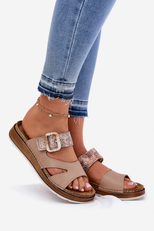  Damenhausschuhe mit Schnallen Inblu GS000055 Beige