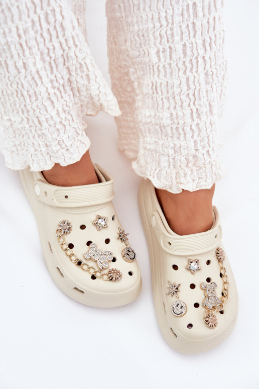 Leichte Hausschuhe DamenhausschuhePrzypinkami Beige Linaviela