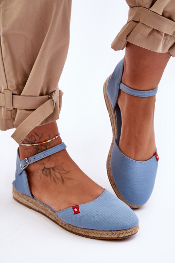 Feminin Espadrilles mit einer Plattform Big Star FF274532 blaue Farbe