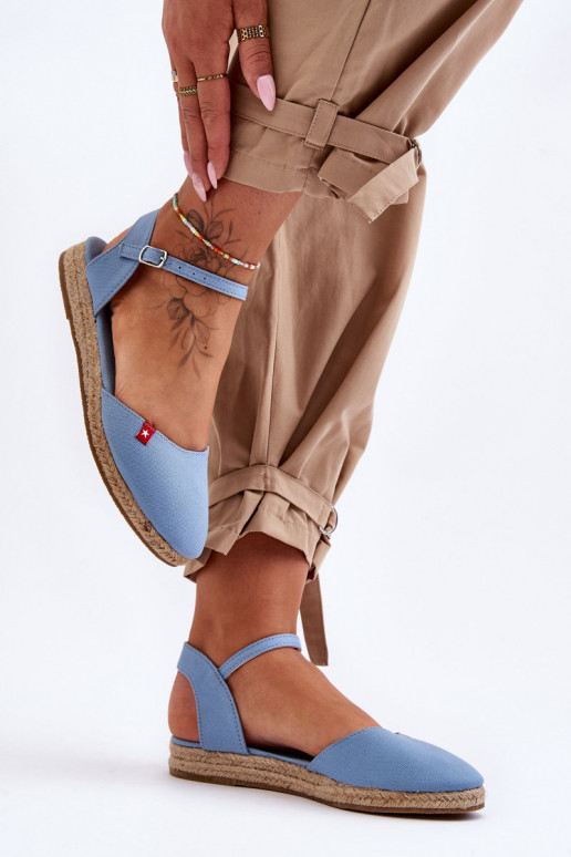 Feminin Espadrilles mit einer Plattform Big Star FF274532 blaue Farbe