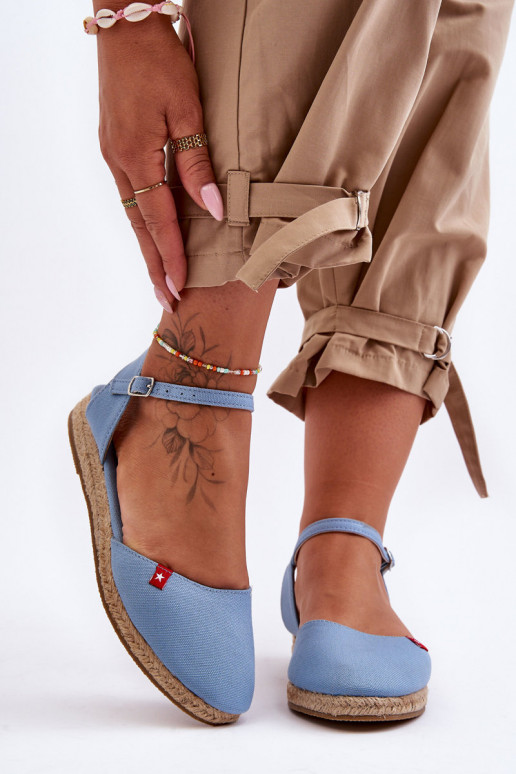 Feminin Espadrilles mit einer Plattform Big Star FF274532 blaue Farbe