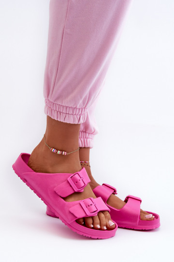 Damenhausschuhe mit Schaumstoff mit Schnallen pinke Farbe Luciene 2