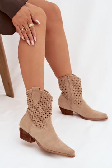 Ferissa Damenstiefeletten mit Absatz in Sandfarbe 2