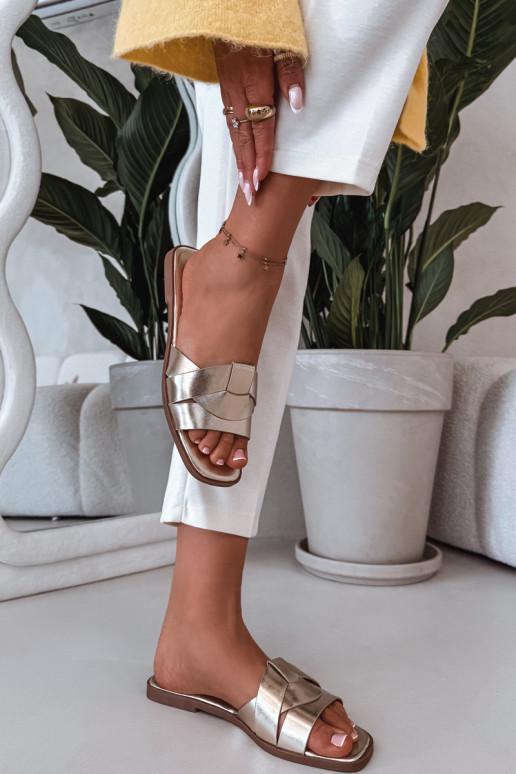 Hausschuhe FrauenZuohnung mit Streifen goldene Farbe Es mussrissae