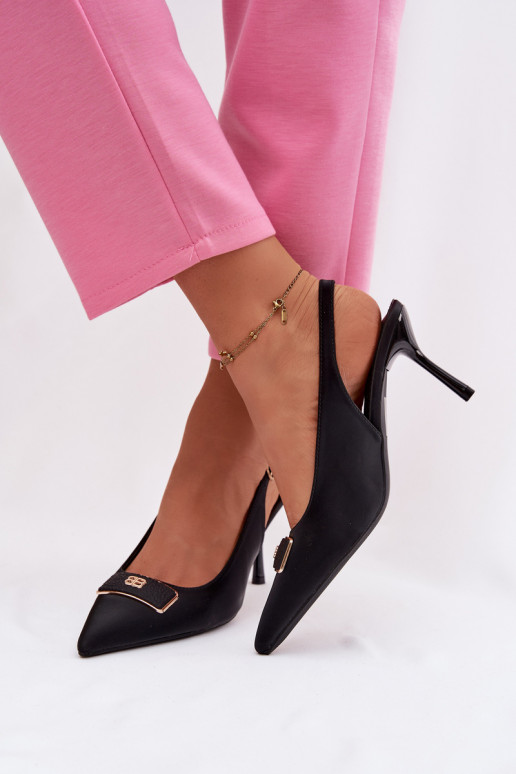 hochhackige Sandalen Feminin Mit Dekorationen Detalem schZuarze Farbe Lurella