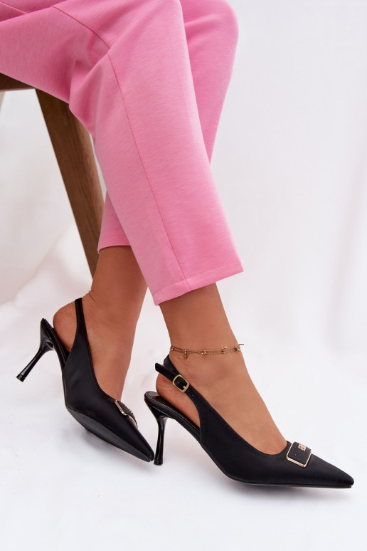 hochhackige Sandalen Feminin Mit Dekorationen Detalem schZuarze Farbe Lurella