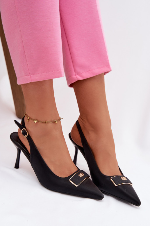 hochhackige Sandalen Feminin Mit Dekorationen Detalem schZuarze Farbe Lurella