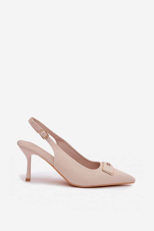 hochhackige Sandalen Feminin Mit Dekorationen Detalem elfenbeinfarbe Lurella