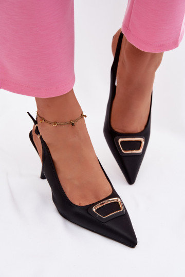 Damen High Heels Sandalen mit Dekoration in Schwarz Palerine