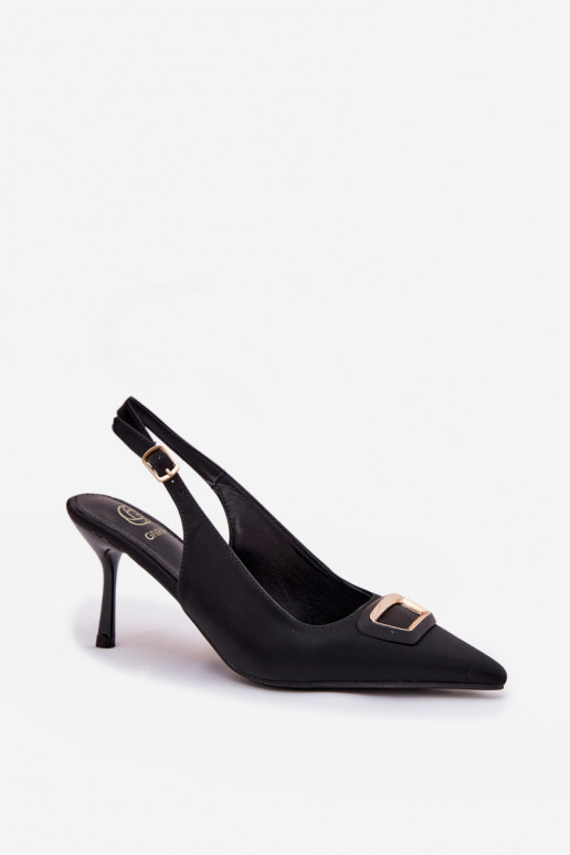 hochhackige Sandalen Feminin dekorieren schZuarze Farbe Palerine