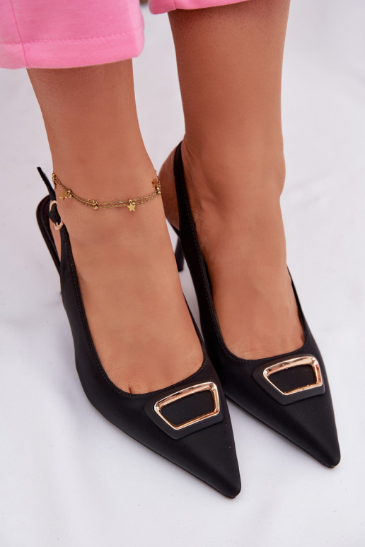 hochhackige Sandalen Feminin dekorieren schZuarze Farbe Palerine