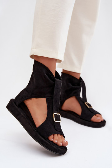 Damen-Sandalen mit Schaft, schwarze Farbe Coralya