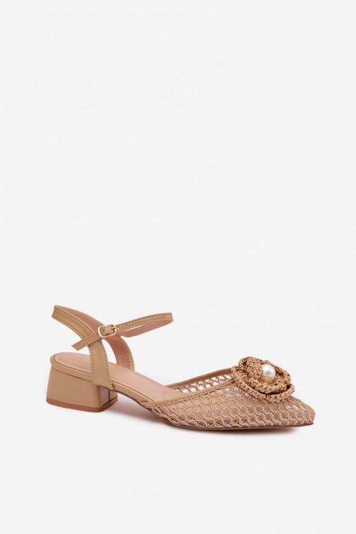 Damensandalen Klocke Mit Dekorationen Detalem Beige Vionessa