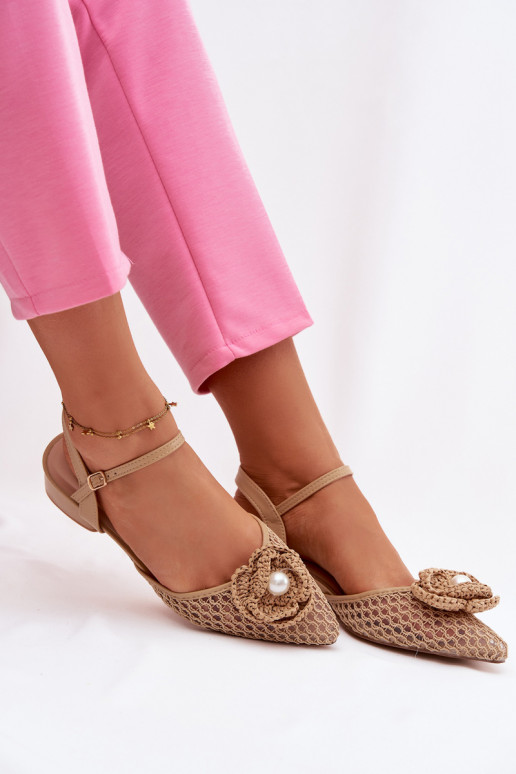 Damensandalen Klocke Mit Dekorationen Detalem Beige Vionessa