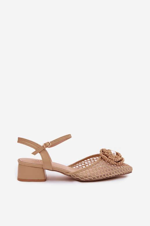 Damensandalen Klocke Mit Dekorationen Detalem Beige Vionessa